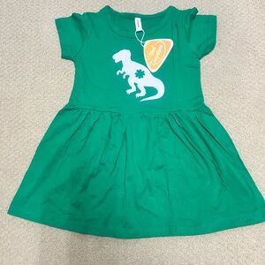 NWT girls green dinosaur dress
